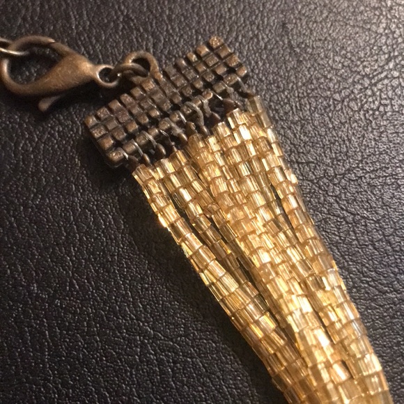 Gold micro beaded choker antique brass closure - Picture 6 of 7